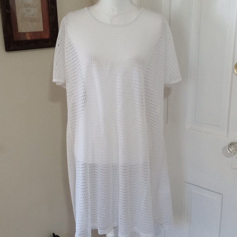 Women's Swimsuit Cover-Up Dress, Roaman's Swim (Size M / 14-16) White